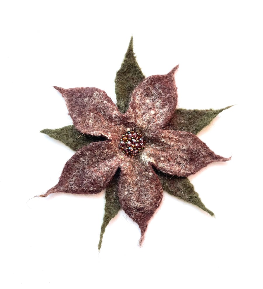 Felt Brooch Handcrafted Jewelry Contemporary Merino Wool Flower Lapel Pin Unusua