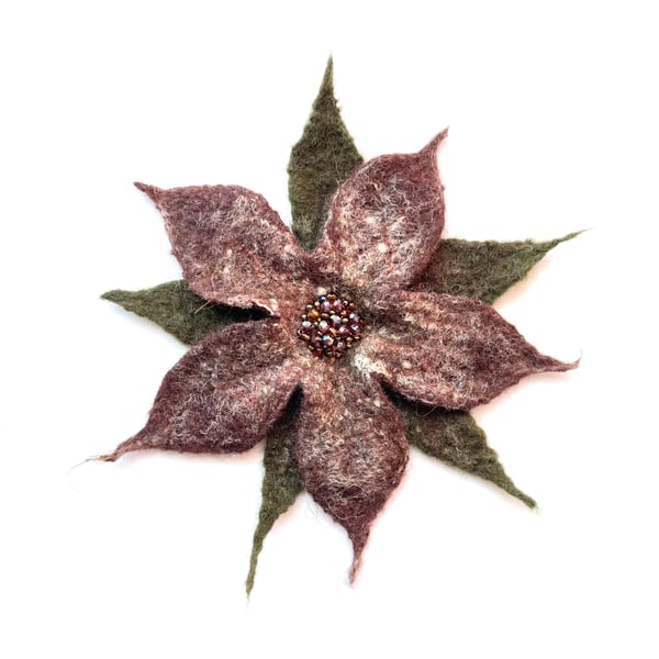 Felt Brooch Handcrafted Jewelry Contemporary Merino Wool Flower Lapel Pin Unusua