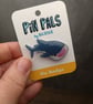 Happy blue whale shark pin badge - Image 1
