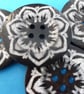 6cm Raised Edge  Dark Brown Patterned Large Wood  Buttons FLOWER pattern - Image 3