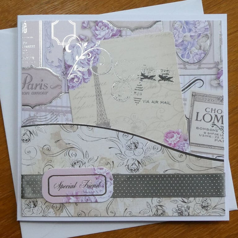 Special Thanks Thank You Card - Floral Pocket & Tag 