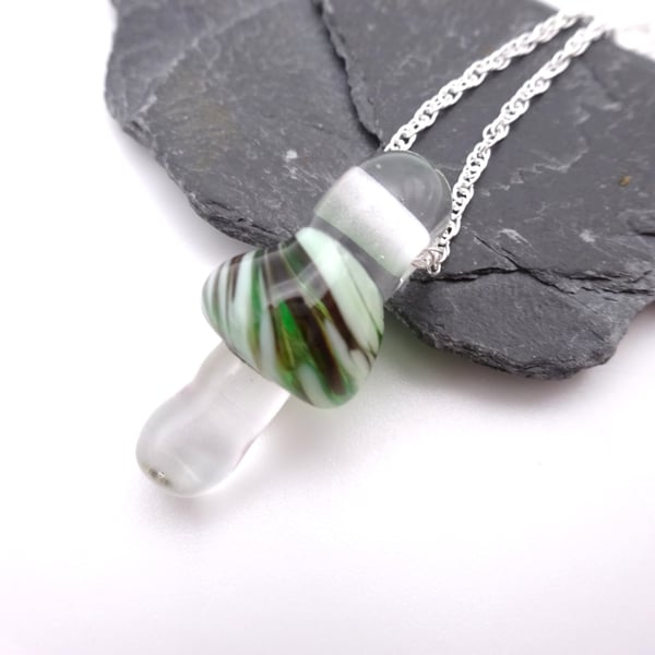 lampwork glass toadstool pendant necklace