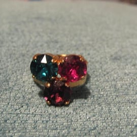  Swarovski  'Disco Lights' Themed Adjustable Trio Ring 