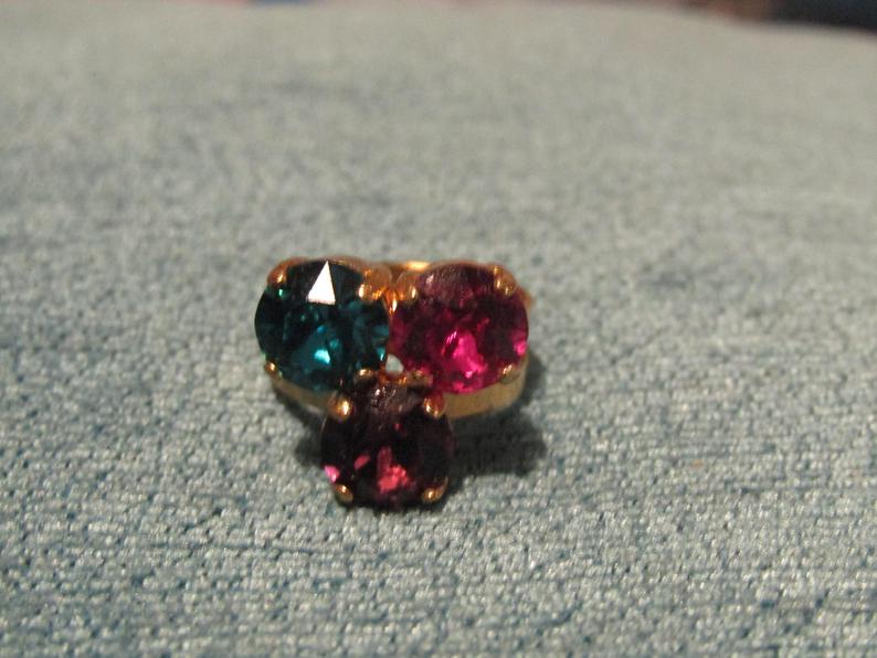  Swarovski  'Disco Lights' Themed Adjustable Trio Ring 