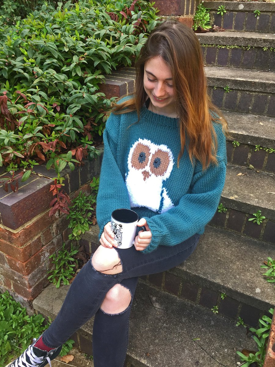 Owl Jumper KNITTING PATTERN in PDF with Oliver Owl intarsia motif, adult sizes 