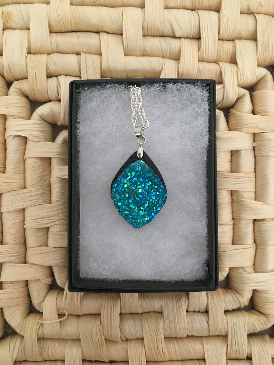 Aqua Resin Druzy Pendant
