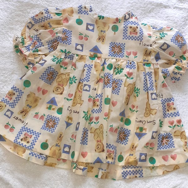 Teddies and bunny rabbits summer dress 3 mths