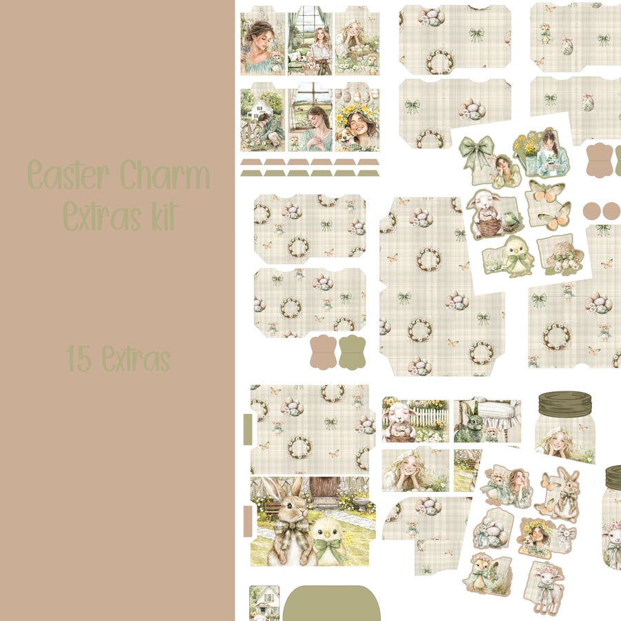 Easter Charm Extras kit Scrapbooking, Ephemera, Journal, Digital Download