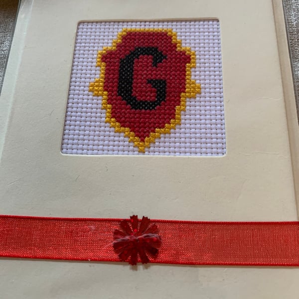 Gryffindor cross stitched card, Harry Potter card for any occasion