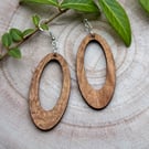 Exotic Burl Wood Oval Earrings - Handcrafted Sterling Silver 