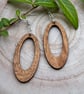 Unique Maple Burl Wood Oval Earrings - Handcrafted Sterling Silver 