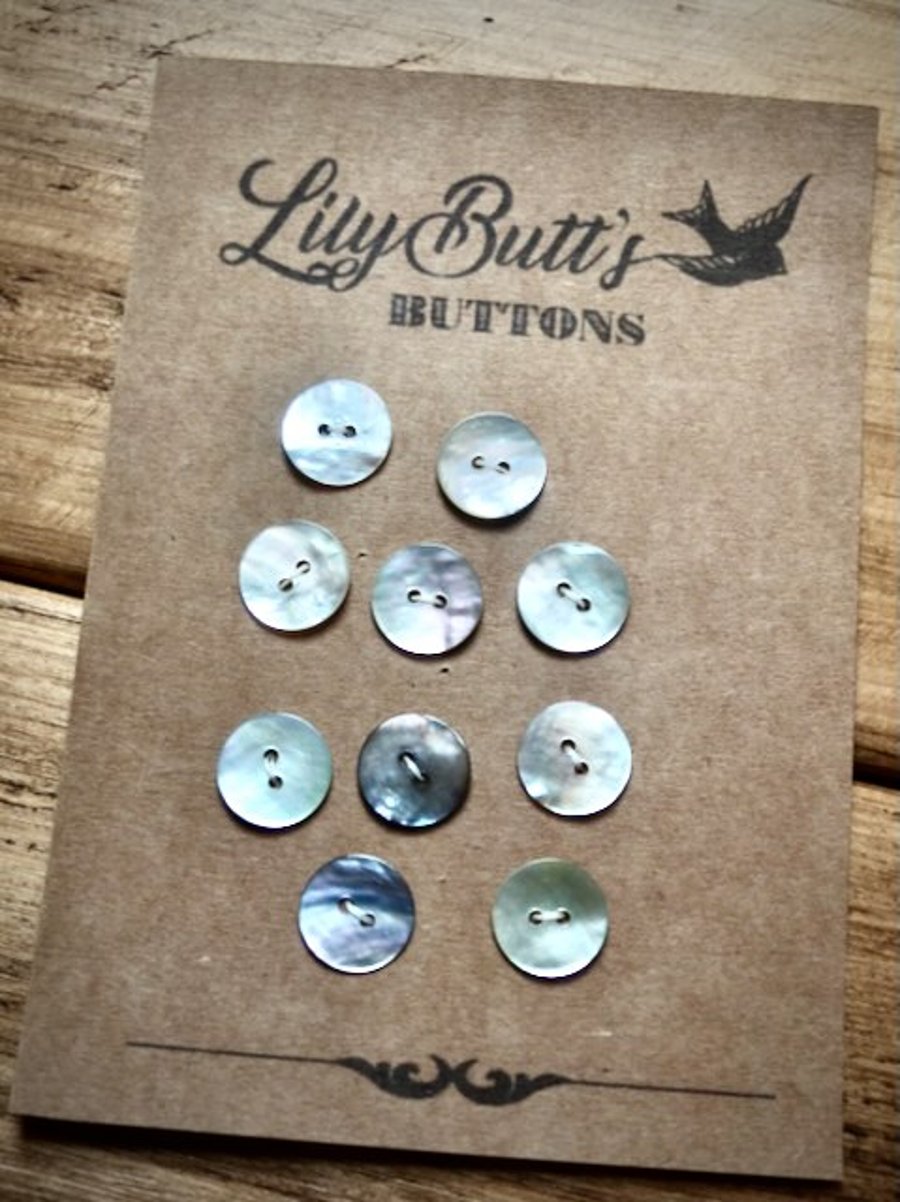 10 Abalone Paua Shell Buttons 16mm