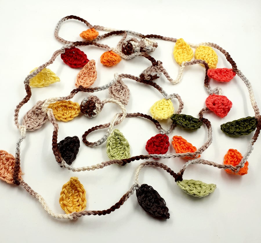Reserved for Sue Crochet Leaves Garland. Shades of Autumn 