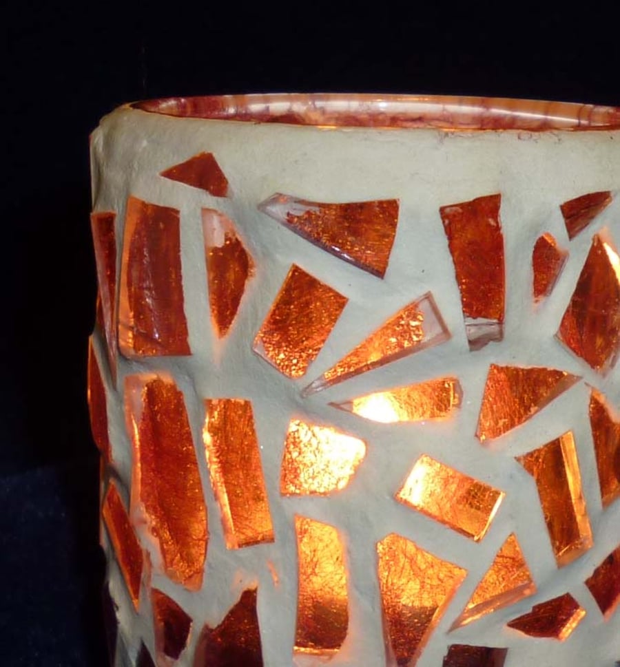 Hand made silkpaper & glass candle votive 