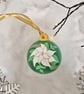 Hand Painted Green Ceramic Poinsettia Bauble 