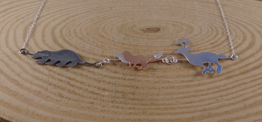 Sterling Silver and Copper Heritage Animals Necklace