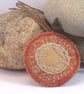Round fabric necklace with silver thread machine embroidery - Image 1