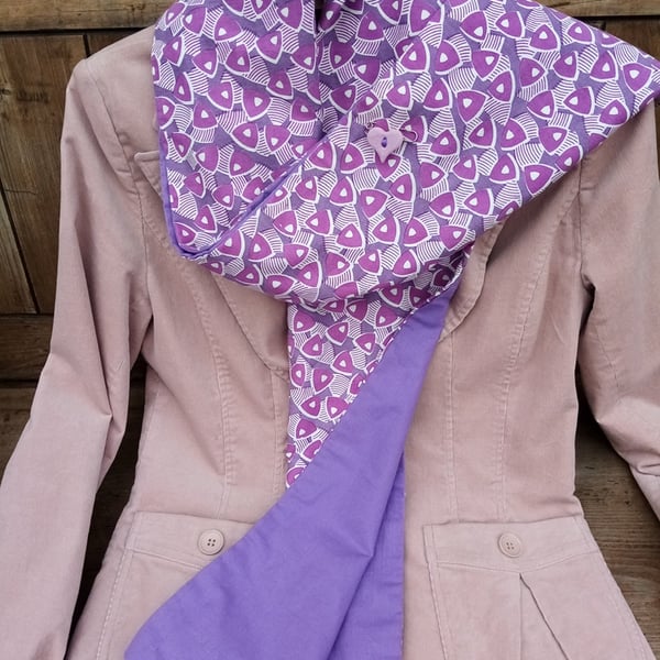 Handmade Organic Cotton Scarf with Ceramic Heart Scarf Pin
