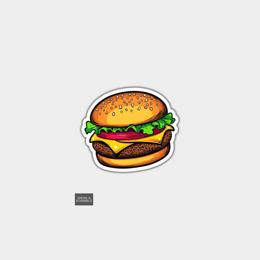 Funny Vinyl Sticker For Adults - Burger - Folksy