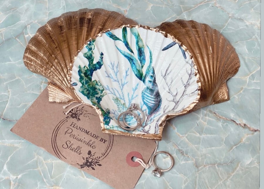 Sealife scallop design with gold leaf back 