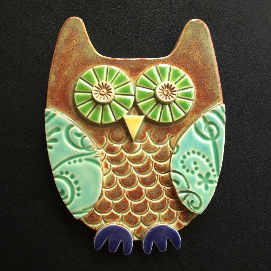 Brown Owl ceramic hanging decoration 