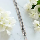 Slim SuperDuo Bracelet - Old Silver & Mottled Blue