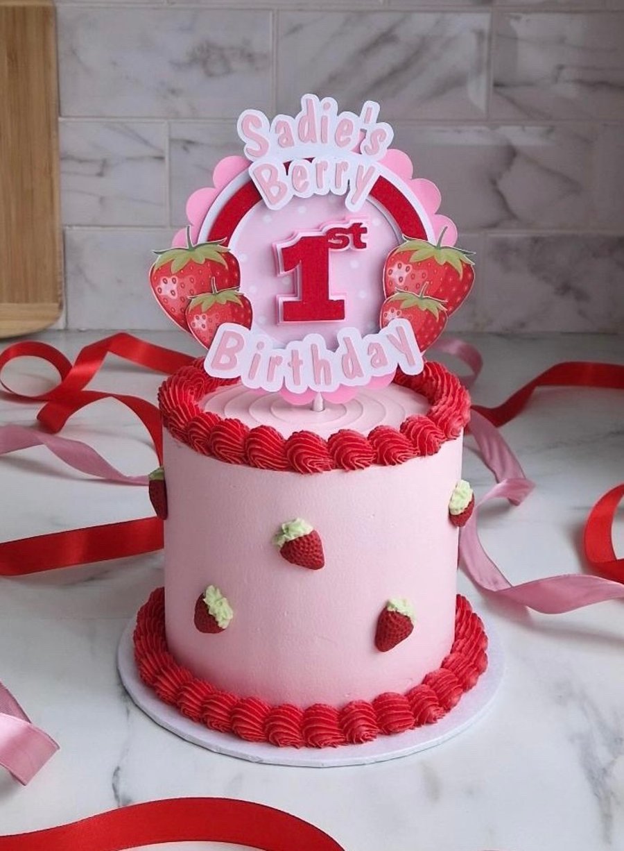 Berry First Birthday Cake topper
