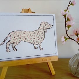 Dachshund Textile Art