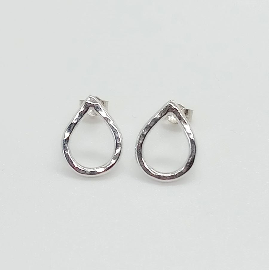 silver raindrop stud earrings