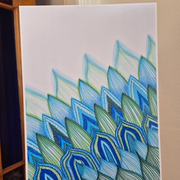 Zentangle A4 Unframed Art Print - Peacock