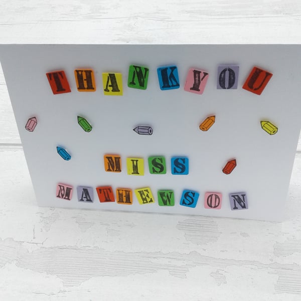 Teacher thank you cards. Personalised. Teaching Assistants. Nursery. Set of 4.