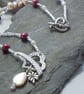  Freshwater pearl, mother of pearl, swarovski bead & charm necklace - Image 3