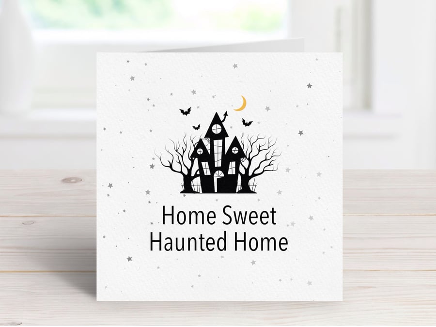Haunted House New Home Card, Spooky New Home Card, Gothic House Warming Card.
