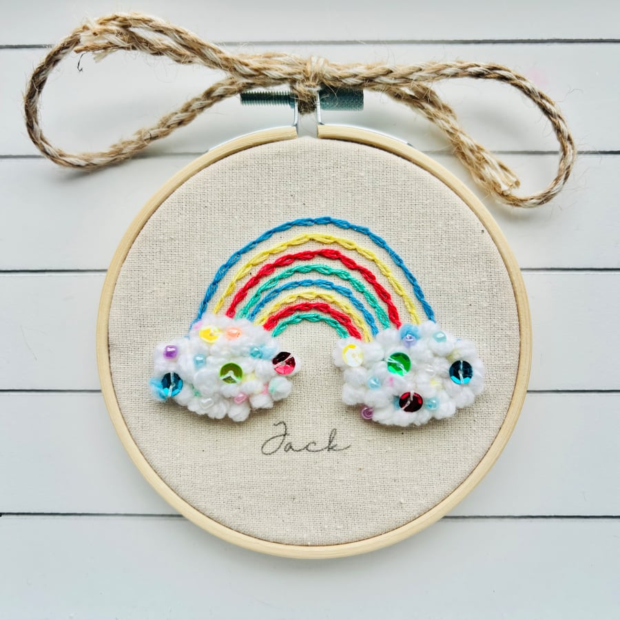 Personalised Name Embroidery Hoop, New Baby Gift, Birthday Gift, 4" Hoop
