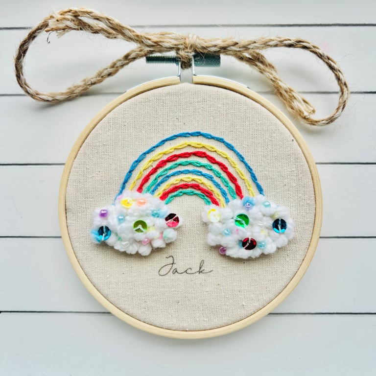 Personalised Name Embroidery Hoop, New Baby Gift, Birthday Gift, 4" Hoop