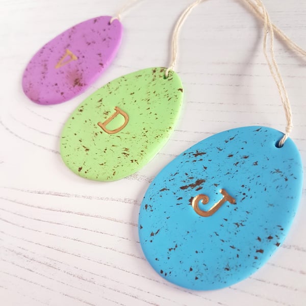Personalised Initial Mini Egg Easter hanging decoration OR magnet