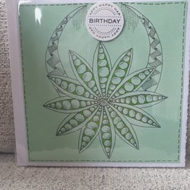 Flower hand drawn birthday card.