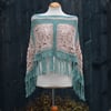 Sea Green & Mushroom Crochet Poncho - Design A542