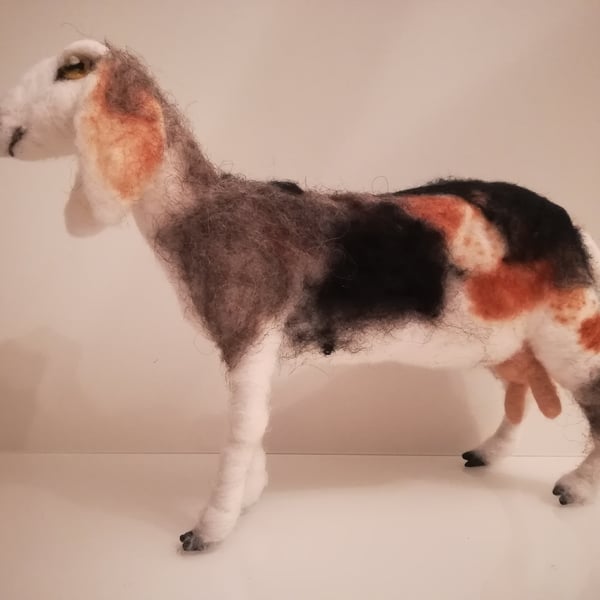 Nubian Goat needle felted wool sculpture OOAK collectable 