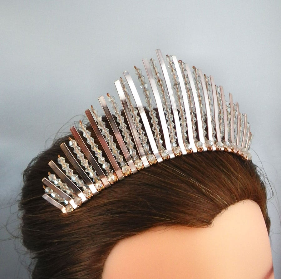 Rose Gold tiara statement tiara bridal headpiece bridal hair piece Wedding hair