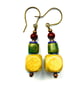 Light Brown Green Dark Brown and Blue Dangle Drop Boho Style Earrings - Image 3