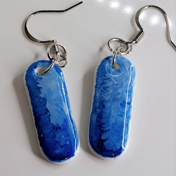Handpainted tones of blue earrings