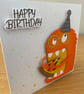 Handmade Monster Birthday Card Pizza Party Design - Image 2