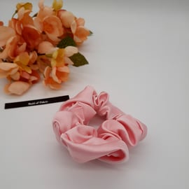 Hair scrunchie in pink satin fabric. Free uk delivery, 3 for 2 offer.. 