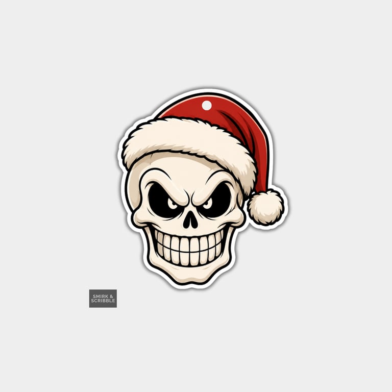 Funny Christmas Gift Tags For Adults, 6pk - Skull In Santa Hat