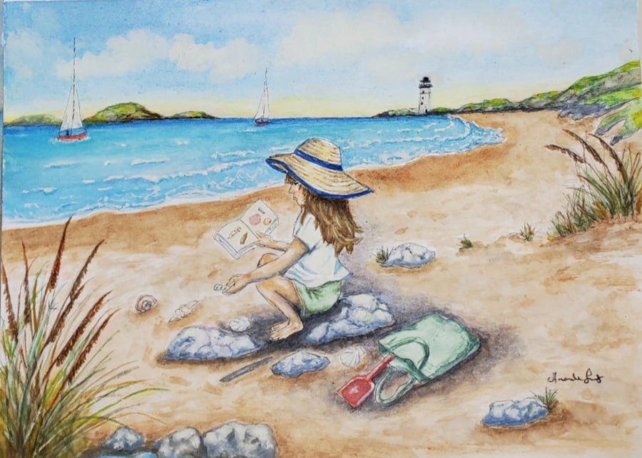 Seaside Discoveries - Nostalgic  Seaside Print  A4 300gsm 
