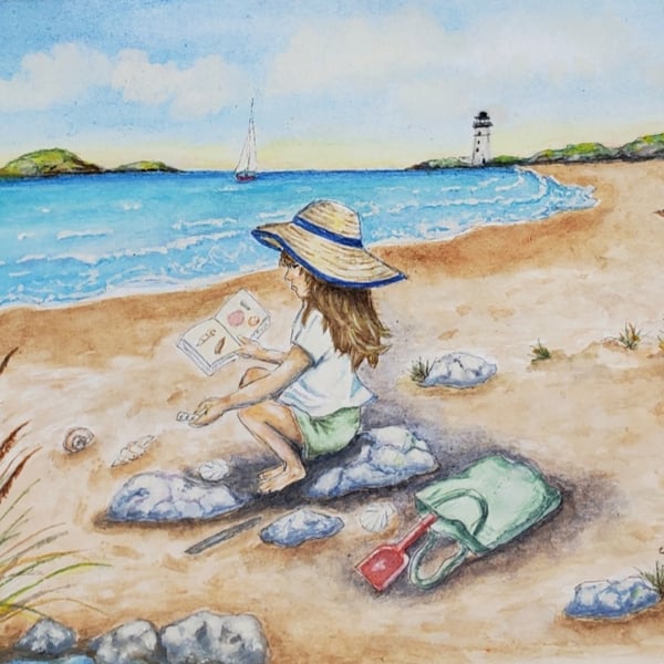 Seaside Discoveries - Nostalgic  Seaside Print  A4 300gsm 