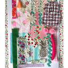 Scrapbooking kit, supplies bundle, fabric, trims, journalling accessories pinks