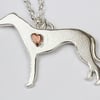 Greyhound, lurcher, whippet, dog silver necklace