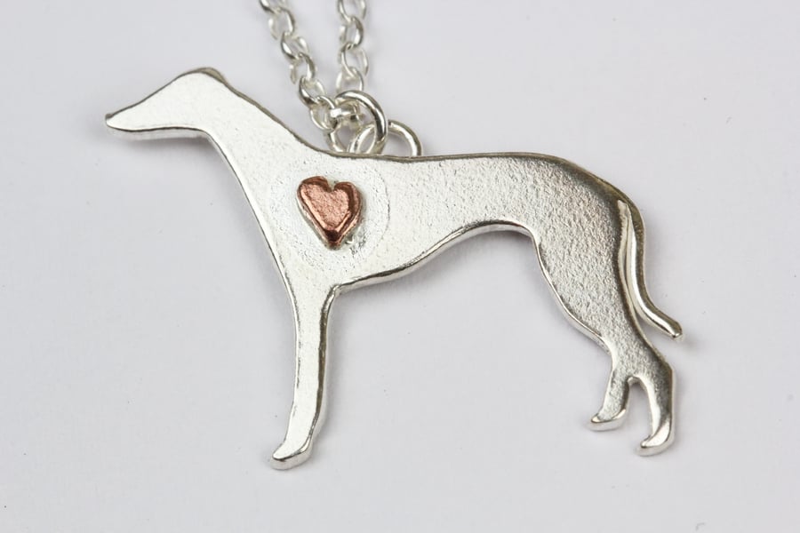 Greyhound, lurcher, whippet, dog silver necklace